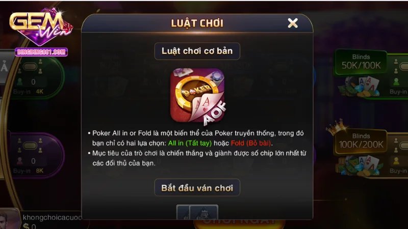 Một ván game bài poker tại Gemwin diễn ra có 4 lượt đánh chính